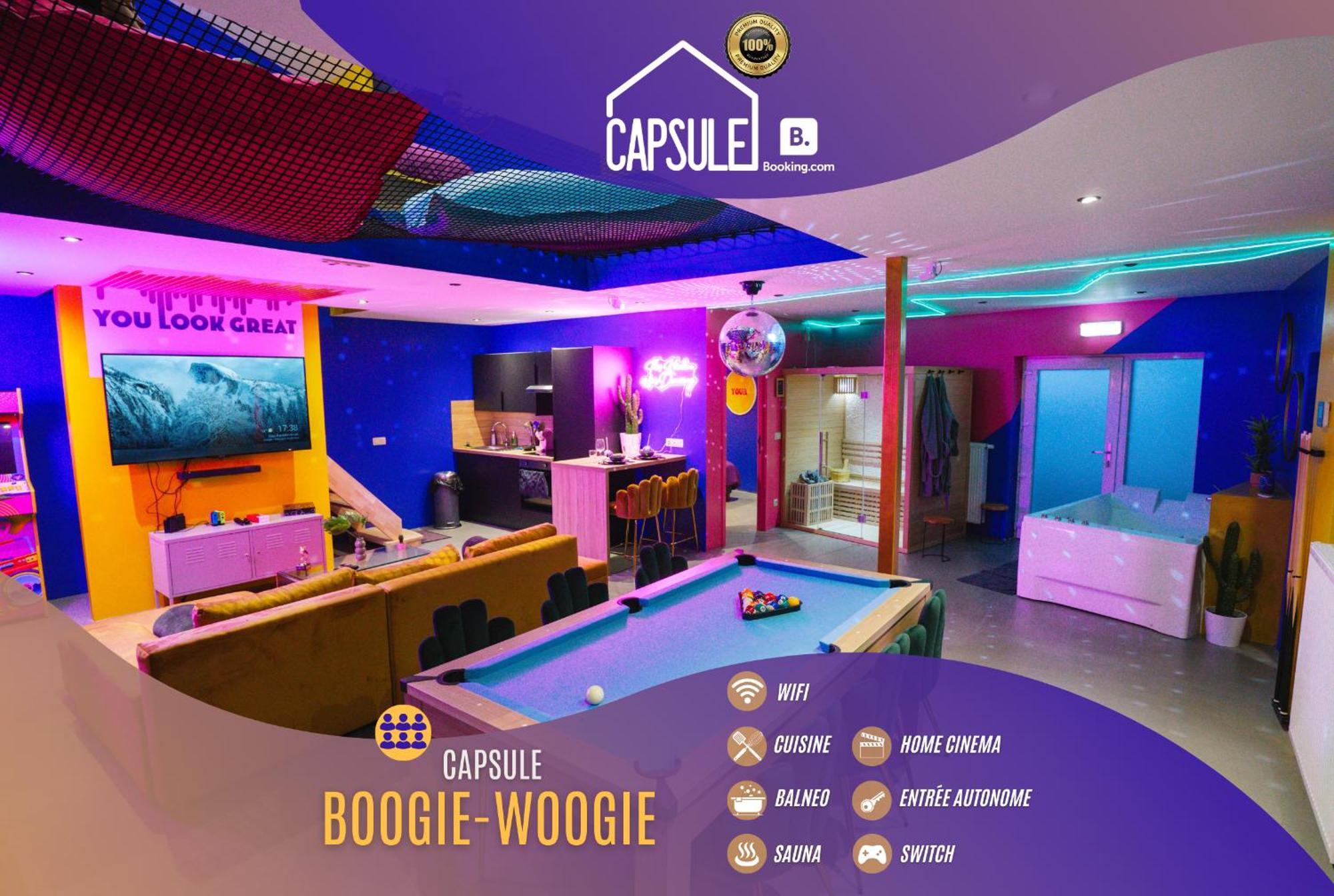Capsule Boogie-Woogie - Jacuzzi - Sauna - Billard - Jeux - Ecran Geant - Filet Suspendu - Netflix La Louvière Dış mekan fotoğraf